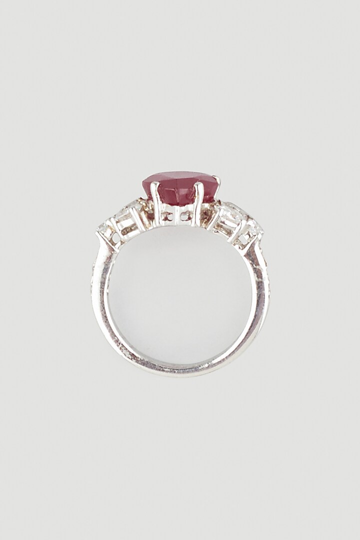 White Finish Swarovski Zirconia Cocktail Ring In 92.5 Sterling Silver by Diosa Paris Jewellery at Pernia's Pop Up Shop