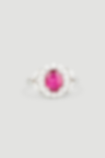 White Finish Oval-Cut Swarovski Zirconia Ring In 92.5 Sterling Silver by Diosa Paris