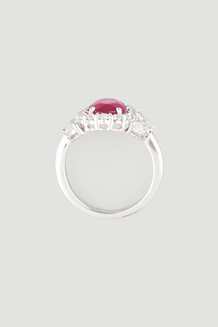 White Finish Oval-Cut Swarovski Zirconia Ring In 92.5 Sterling Silver by Diosa Paris Jewellery at Pernia's Pop Up Shop