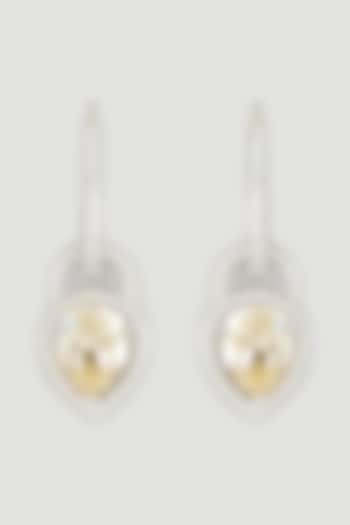 White Finish Swarovski Zirconia & Yellow Stone Earrings by Diosa Paris Jewellery