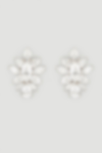 White Finish Swarovski Zirconia Earclips In 92.5 Sterling Silver by Diosa Paris