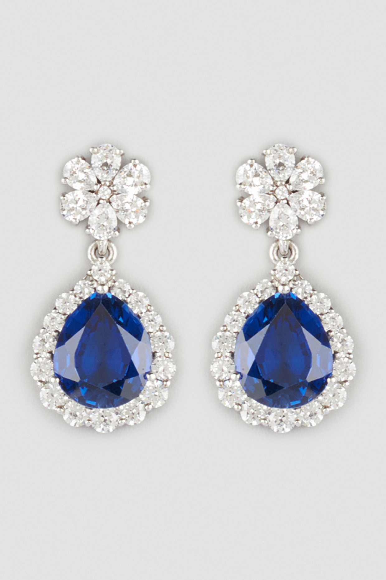 White Finish Swarovski Zirconia Earrings In Sterling Silver by Diosa Paris Jewellery