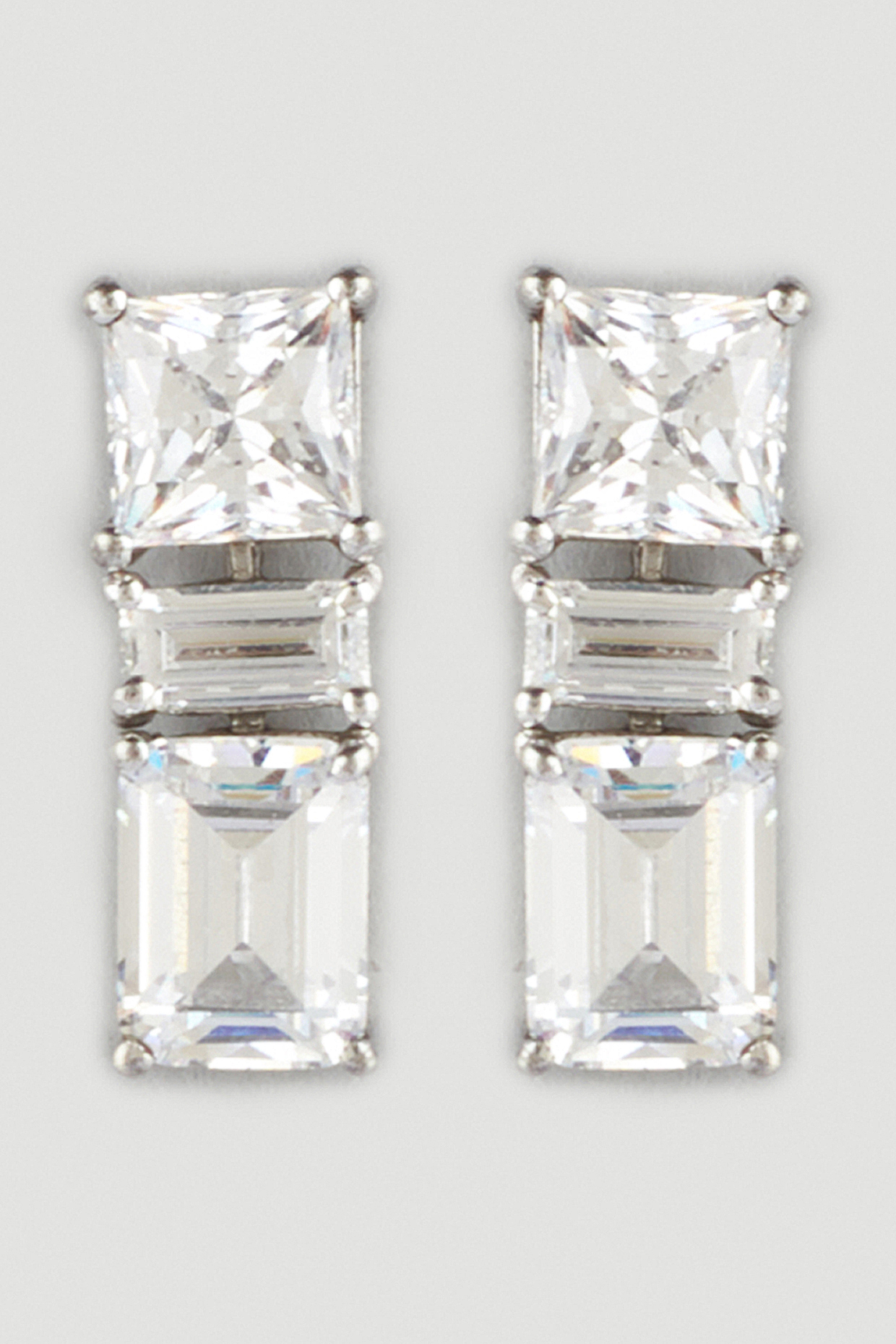 White Finish Swarovski Zirconia Earrings In Sterling Silver by Diosa Paris Jewellery