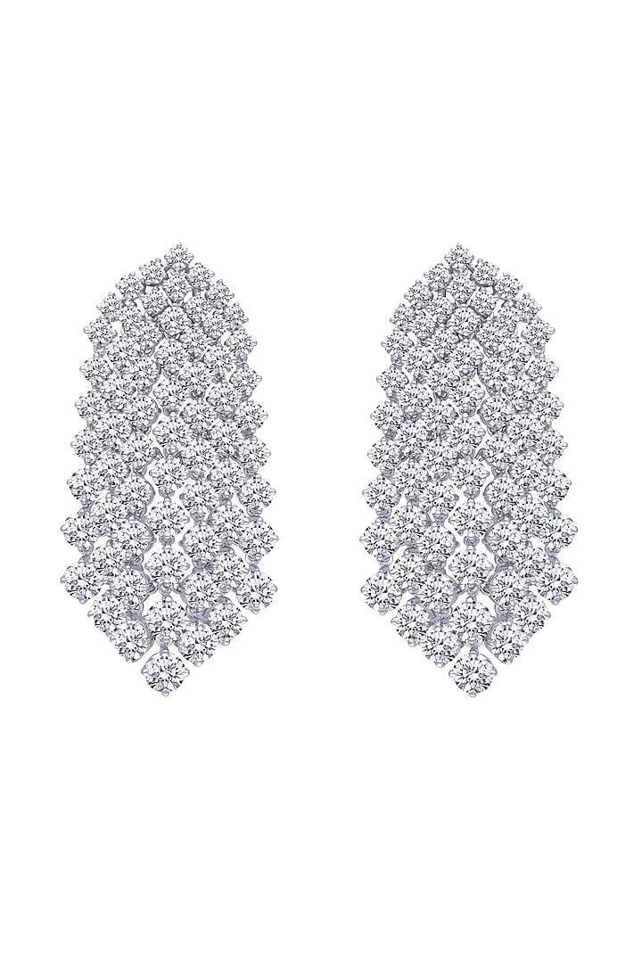 White Finish Swarovski Chandelier Earrings In Sterling Silver by Diosa Paris Jewellery at Pernia's Pop Up Shop