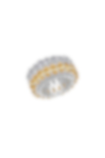 White Finish Yellow & White Band Ring In Sterling Silver by Diosa Paris