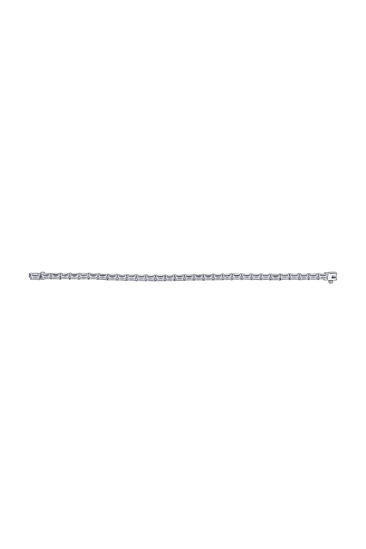 White Finish Swarovski Zirconia Tennis Bracelet In Sterling Silver by Diosa Paris Jewellery at Pernia's Pop Up Shop