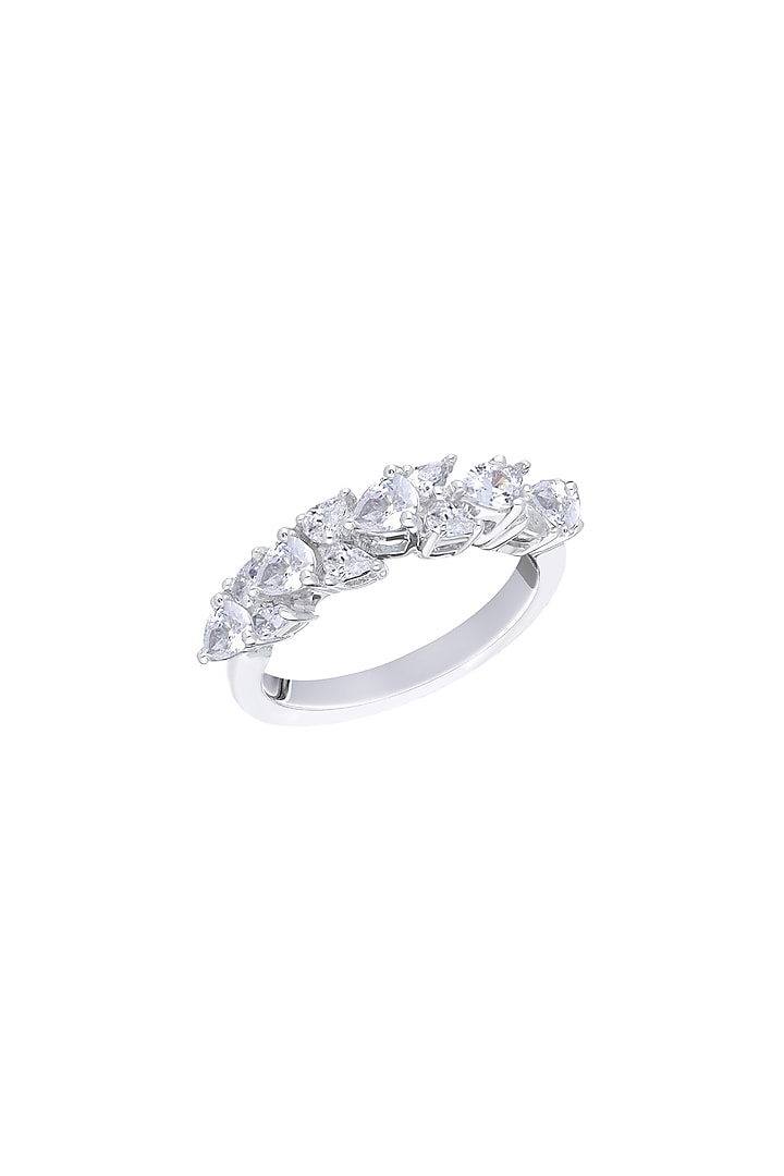 White Finish Band In Sterling Silver by Diosa Paris Jewellery at Pernia's Pop Up Shop