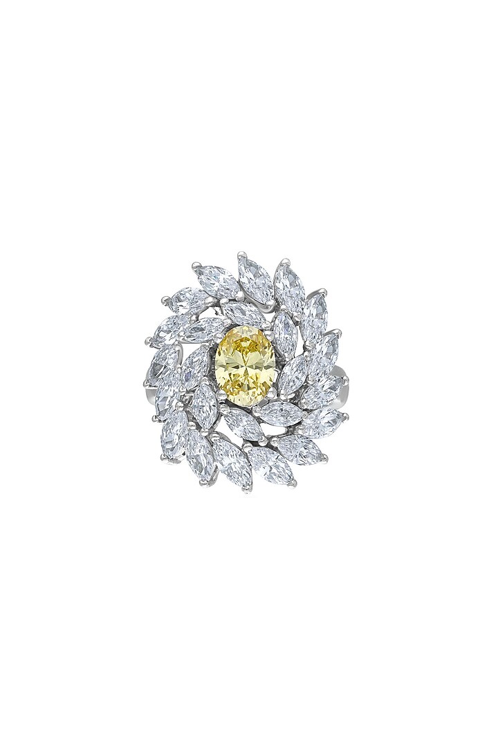 White Finish Cocktail Ring In Sterling Silver by Diosa Paris Jewellery at Pernia's Pop Up Shop