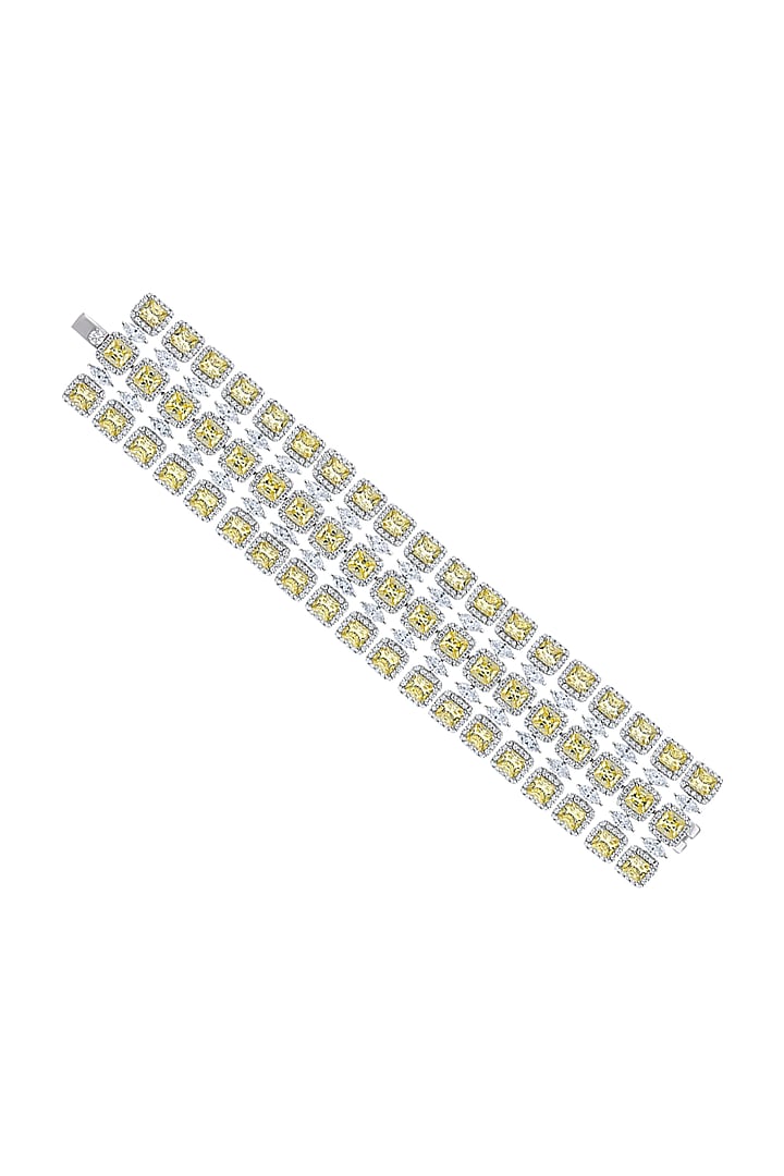 White Finish Swarovski Bracelet In Sterling Silver by Diosa Paris Jewellery at Pernia's Pop Up Shop