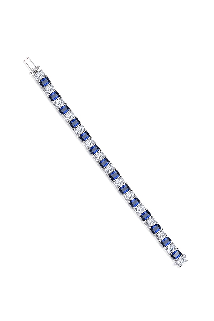 White Finish Swarovski Zirconia Bracelet In Sterling Silver by Diosa Paris Jewellery at Pernia's Pop Up Shop