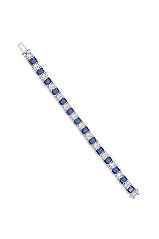 White Finish Swarovski Zirconia Bracelet In Sterling Silver by Diosa Paris Jewellery