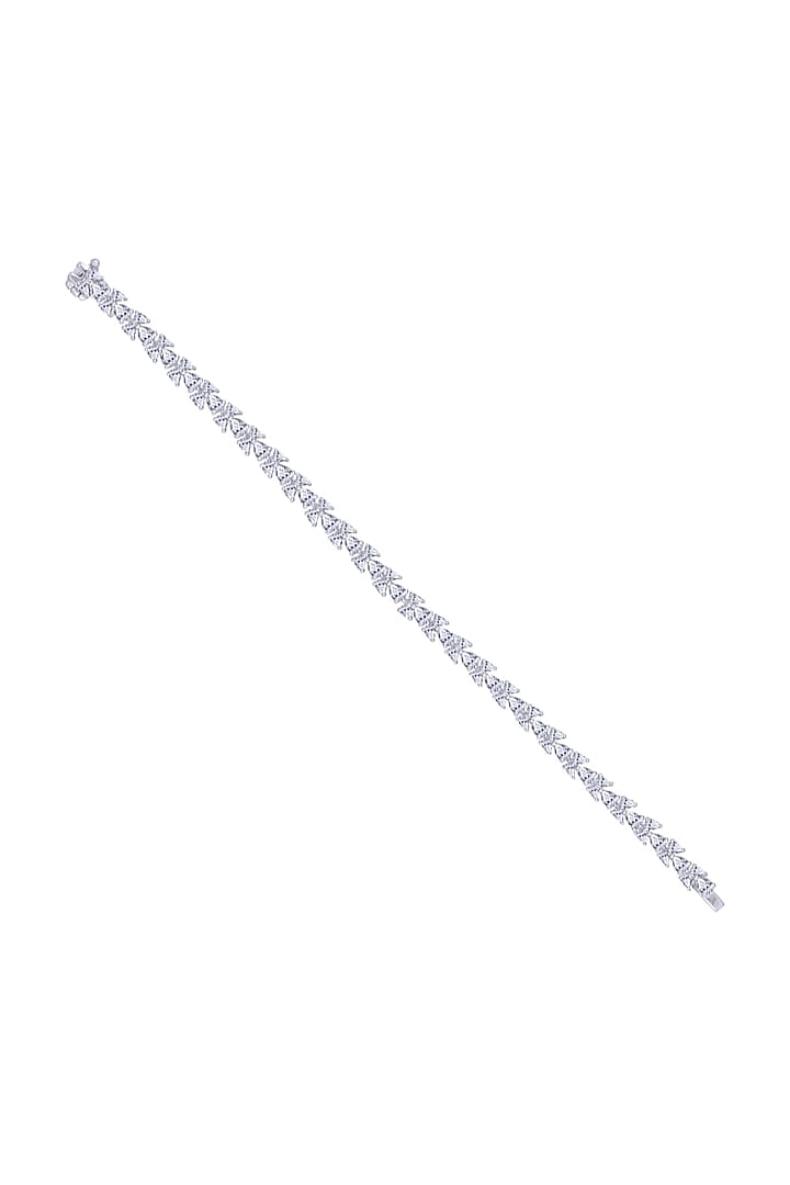 White Finish Swarovski Bracelet In Sterling Silver by Diosa Paris Jewellery at Pernia's Pop Up Shop