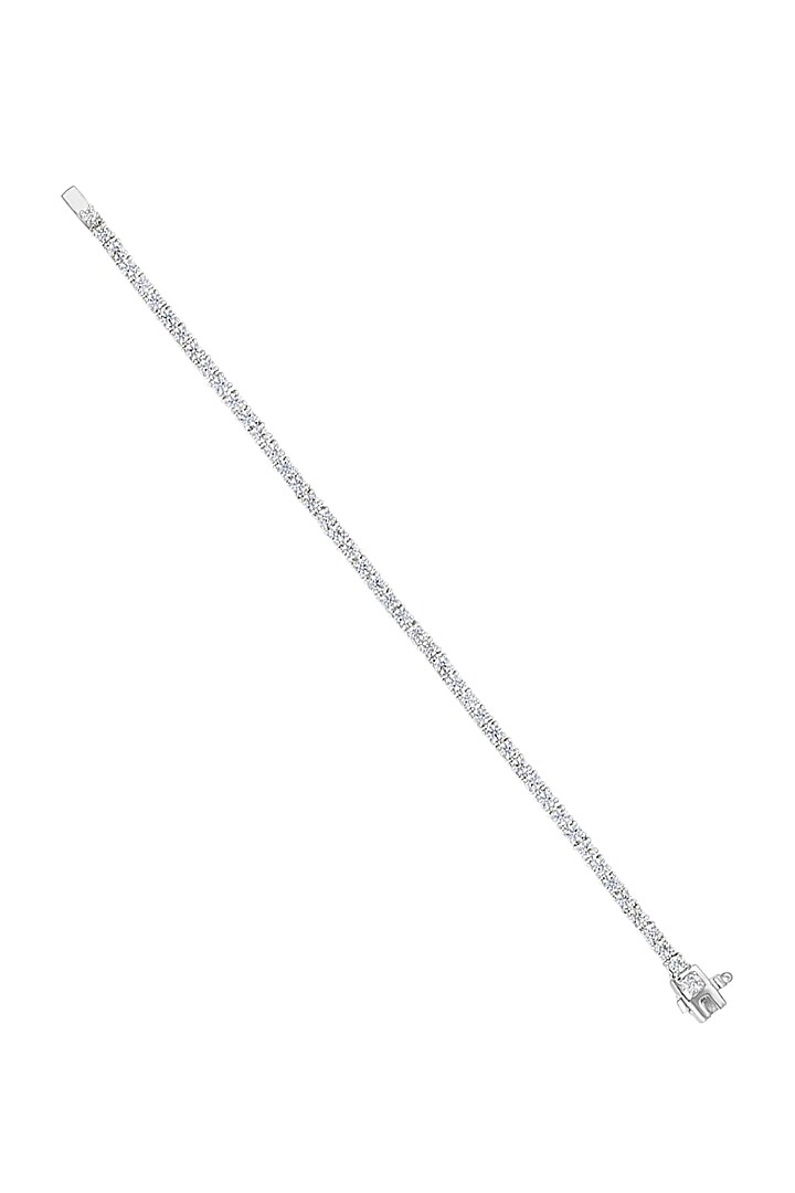 White Finish Bracelet With Swarovski In Sterling Silver by Diosa Paris Jewellery at Pernia's Pop Up Shop