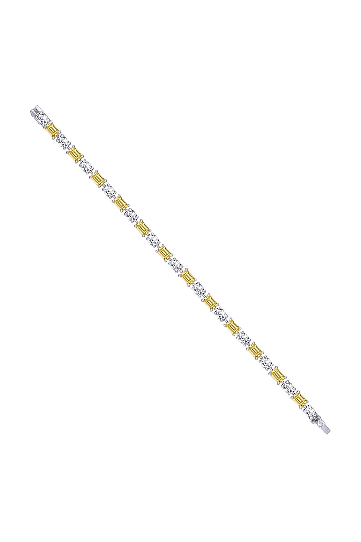White Finish Bracelet With Swarovski Zirconia In Sterling Silver by Diosa Paris Jewellery at Pernia's Pop Up Shop