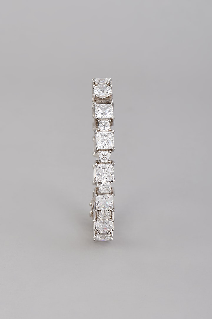White Finish Swarovski Bangle In Sterling Silver by Diosa Paris Jewellery at Pernia's Pop Up Shop