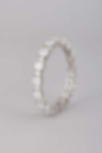 White Finish Swarovski Bangle In Sterling Silver by Diosa Paris Jewellery at Pernia's Pop Up Shop