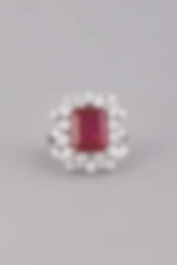 White Finish Zirconia Ring In Sterling Silver by Diosa Paris Jewellery at Pernia's Pop Up Shop