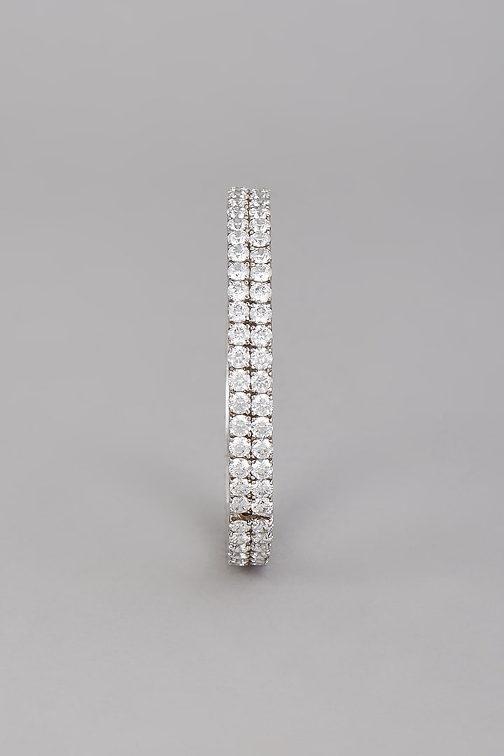 White Finish Zirconia Bangle In Sterling Silver by Diosa Paris Jewellery at Pernia's Pop Up Shop