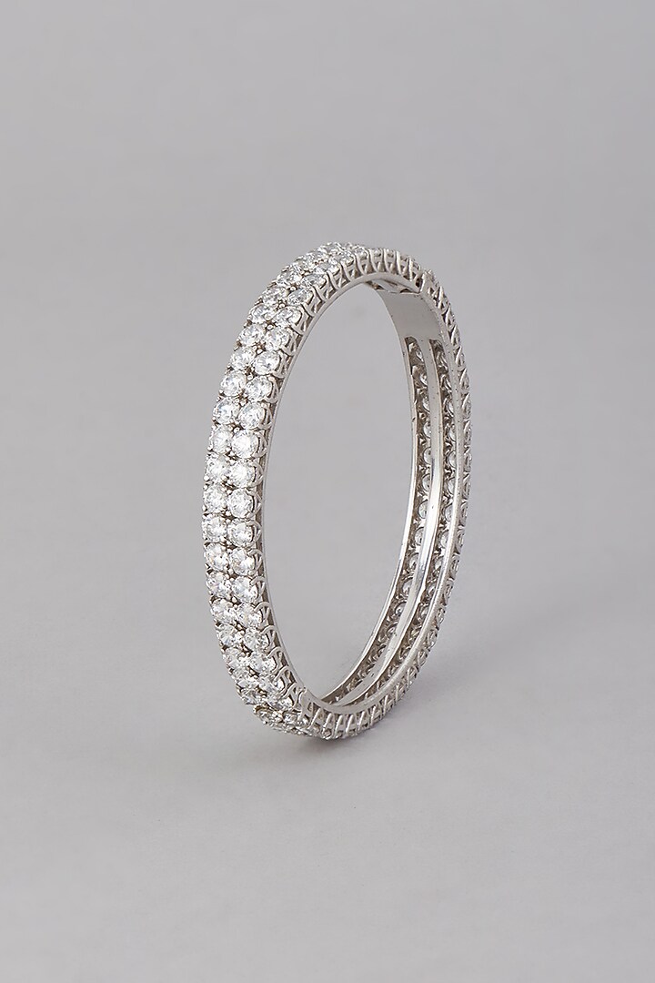 White Finish Zirconia Bangle In Sterling Silver by Diosa Paris Jewellery at Pernia's Pop Up Shop
