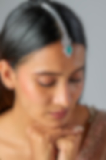 White Finish Zircon Maangtikka In Sterling Silver by Diosa Paris Jewellery at Pernia's Pop Up Shop