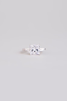 White Finish White Stone Ring In Sterling Silver by Diosa Paris Jewellery-POPULAR PRODUCTS AT STORE