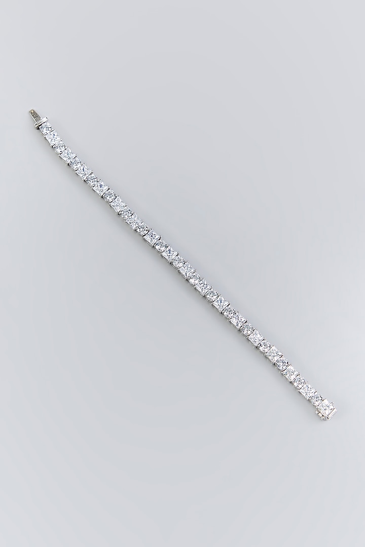 Silver Finish White Stone Bracelet In Sterling Silver by Diosa Paris Jewellery at Pernia's Pop Up Shop