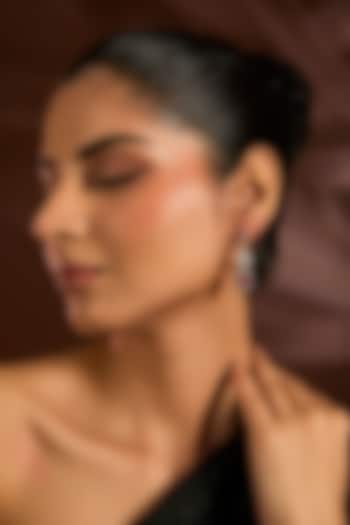 White Finish Red Stone Dangler Earrings In Sterling Silver by Diosa Paris Jewellery at Pernia's Pop Up Shop