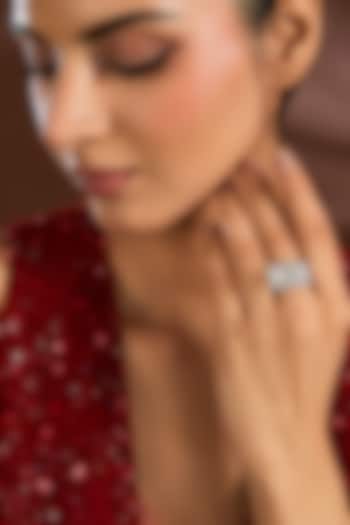 White Finish White Stone Ring In Sterling Silver by Diosa Paris Jewellery at Pernia's Pop Up Shop