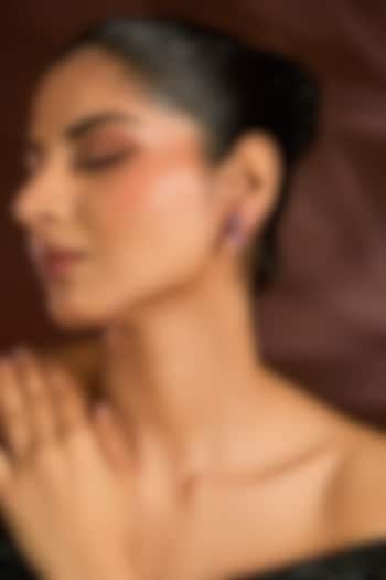 White Finish Pink Stone Dangler Earrings In Sterling Silver by Diosa Paris Jewellery at Pernia's Pop Up Shop