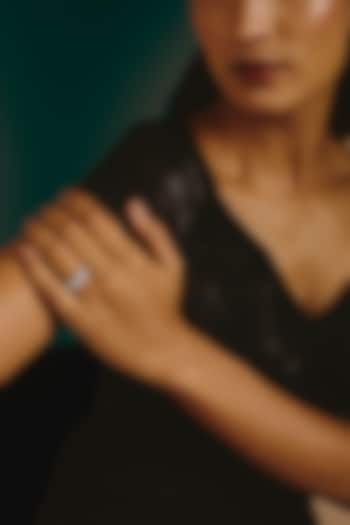 White Finish White Stone Ring In Sterling Silver by Diosa Paris Jewellery at Pernia's Pop Up Shop