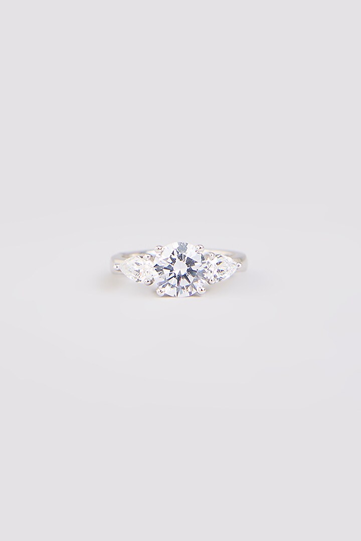 White Finish White Stone Ring In Sterling Silver by Diosa Paris Jewellery at Pernia's Pop Up Shop