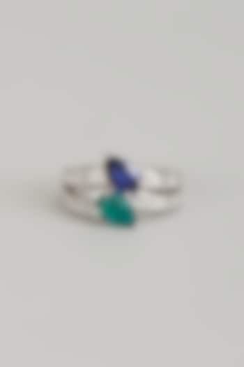 White Finish Multi-Colored Stone Ring In Sterling Silver by Diosa Paris Jewellery at Pernia's Pop Up Shop