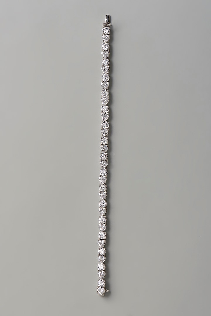 White Finish Swarovski Zirconia Bracelet In Sterling Silver by Diosa Paris Jewellery at Pernia's Pop Up Shop