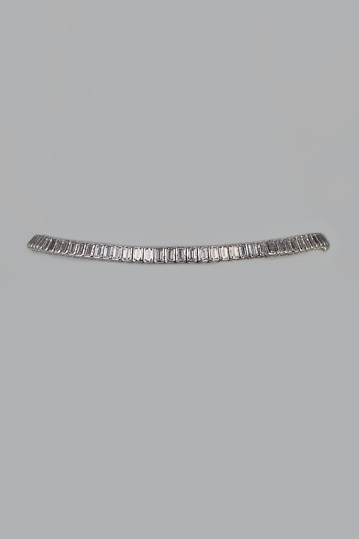 White Finish Swarovski Zirconia Necklace In Sterling Silver by Diosa Paris Jewellery at Pernia's Pop Up Shop