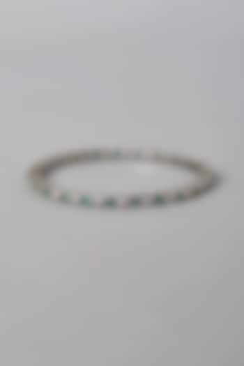 White Finish White & Green Swarovski Zirconia Bangle In Sterling Silver by Diosa Paris Jewellery at Pernia's Pop Up Shop