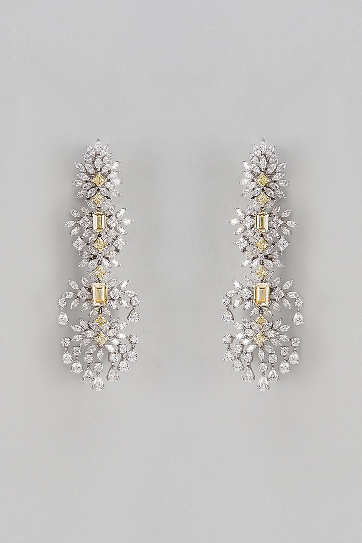 White Finish Swarovski Chandelier Earrings In Sterling Silver by Diosa Paris Jewellery at Pernia's Pop Up Shop