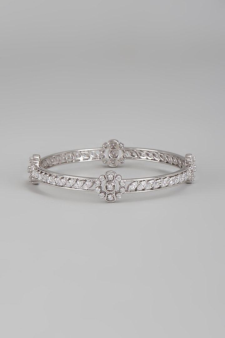 White Finish Swarovski Bangle In Sterling Silver by Diosa Paris Jewellery at Pernia's Pop Up Shop