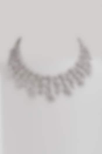 White Finish Swarovski Necklace In Sterling Silver by Diosa Paris Jewellery at Pernia's Pop Up Shop