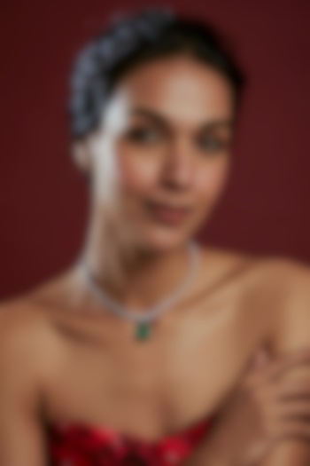 White Finish White & Green Swarovski Necklace In Sterling Silver by Diosa Paris Jewellery at Pernia's Pop Up Shop