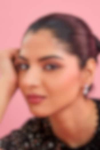 Silver Finish White Stone Stud Earrings In Sterling Silver by Diosa Paris Jewellery at Pernia's Pop Up Shop