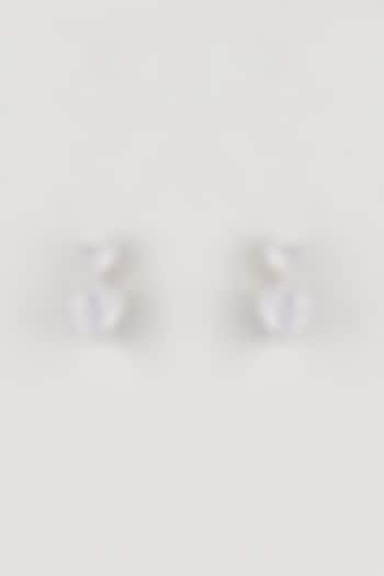 White Finish White Stone Stud Earrings In Sterling Silver by Diosa Paris Jewellery at Pernia's Pop Up Shop