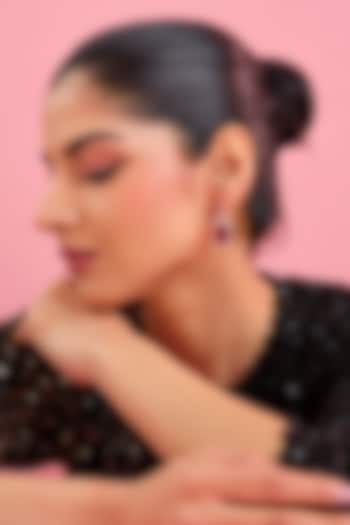 Silver Finish Red Stone Dangler Earrings In Sterling Silver by Diosa Paris Jewellery at Pernia's Pop Up Shop