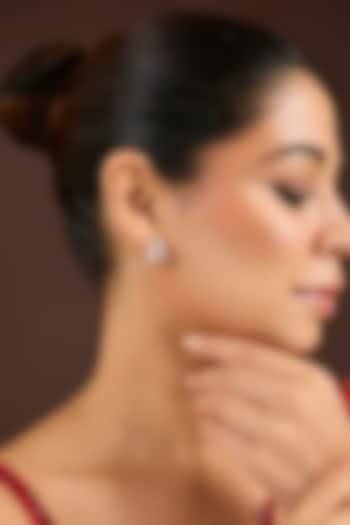 White Finish Zircon Stud Earrings In Sterling Silver by Diosa Paris Jewellery at Pernia's Pop Up Shop