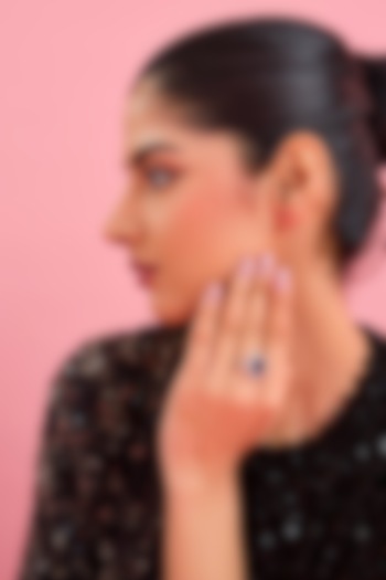 Silver Finish Blue Stone Ring In Sterling Silver by Diosa Paris Jewellery at Pernia's Pop Up Shop