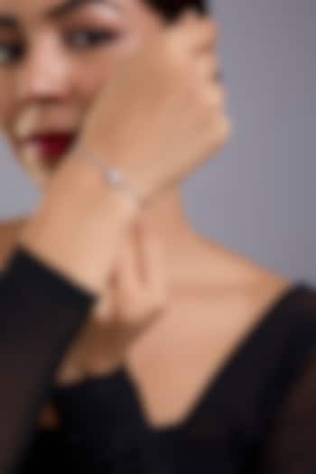 White Finish White Stone Bracelet In Sterling Silver by Diosa Paris Jewellery at Pernia's Pop Up Shop