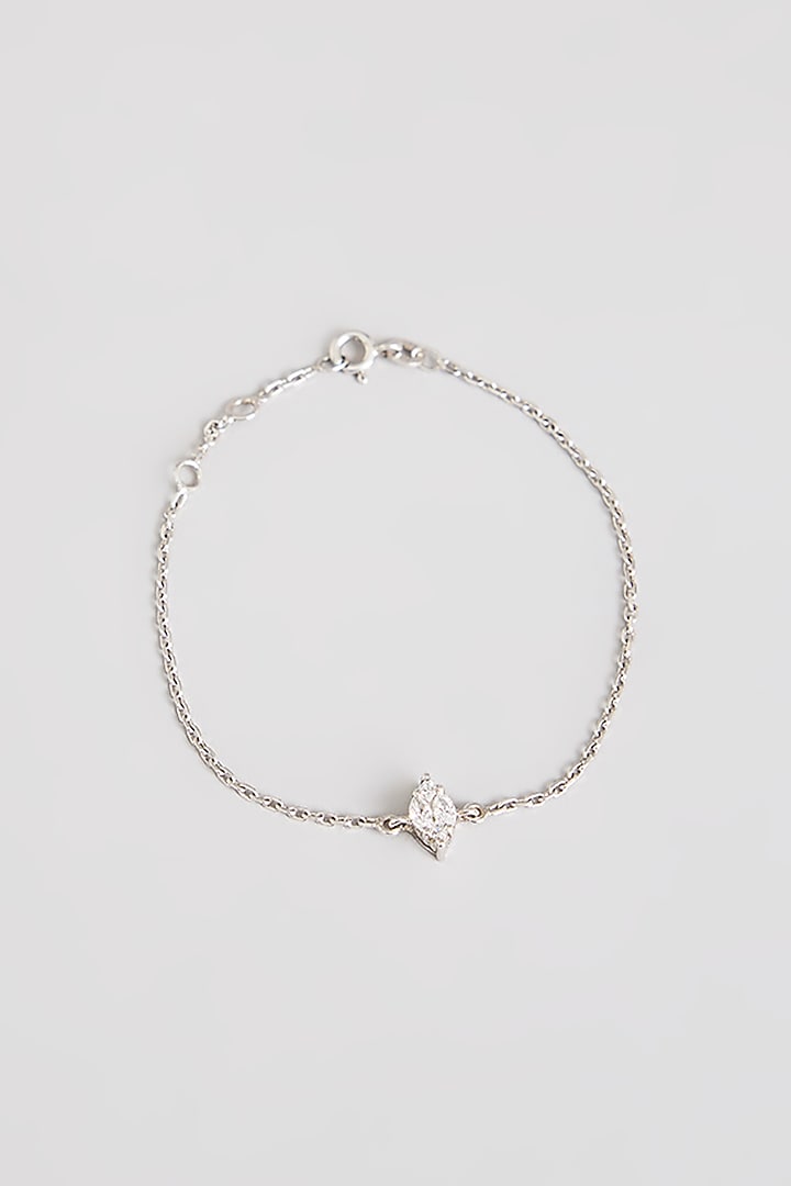 White Finish White Stone Bracelet In Sterling Silver by Diosa Paris Jewellery at Pernia's Pop Up Shop