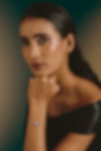 White Finish White Stone Bracelet In Sterling Silver by Diosa Paris Jewellery at Pernia's Pop Up Shop