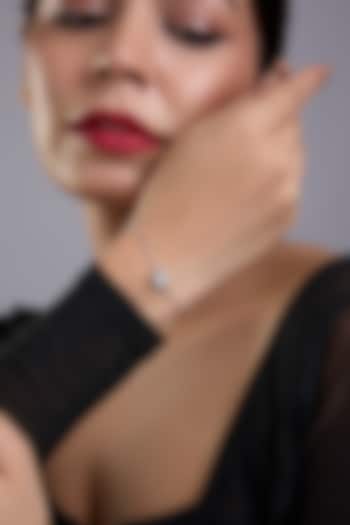 White Finish White Stone Bracelet In Sterling Silver by Diosa Paris Jewellery at Pernia's Pop Up Shop