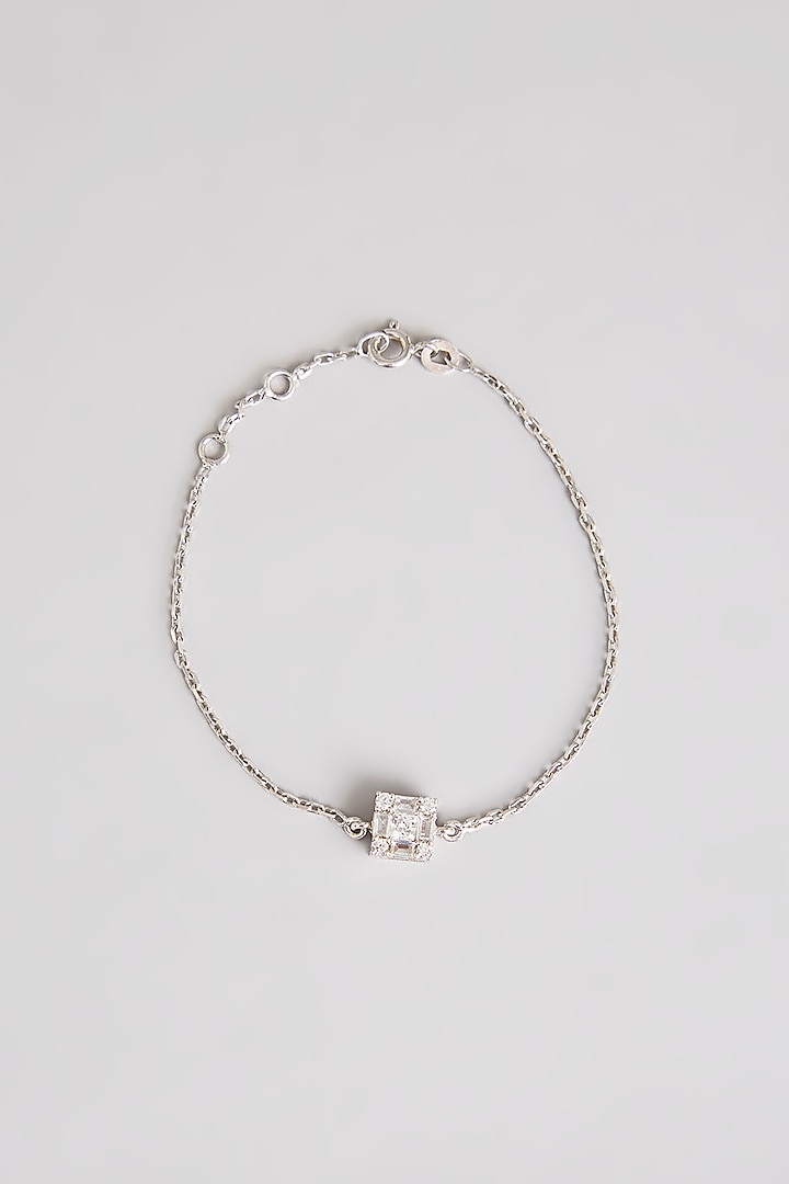 White Finish White Stone Bracelet In Sterling Silver by Diosa Paris Jewellery at Pernia's Pop Up Shop