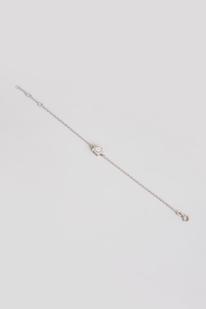 White Finish White Stone Bracelet In Sterling Silver by Diosa Paris Jewellery at Pernia's Pop Up Shop
